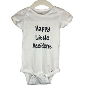 NWOT Gerber Bob Ross Happy Little Accident 100% Cotton Custom Baby Onesie 3-6m